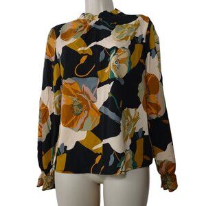 Shein Floral Long Sleeve High Neck Blouse Women Size M US Size 6